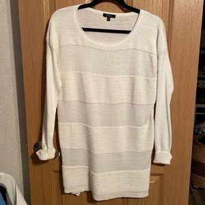 Cupio viscose/polyester long sleeve sweater dress w/side slits, cream, Size M